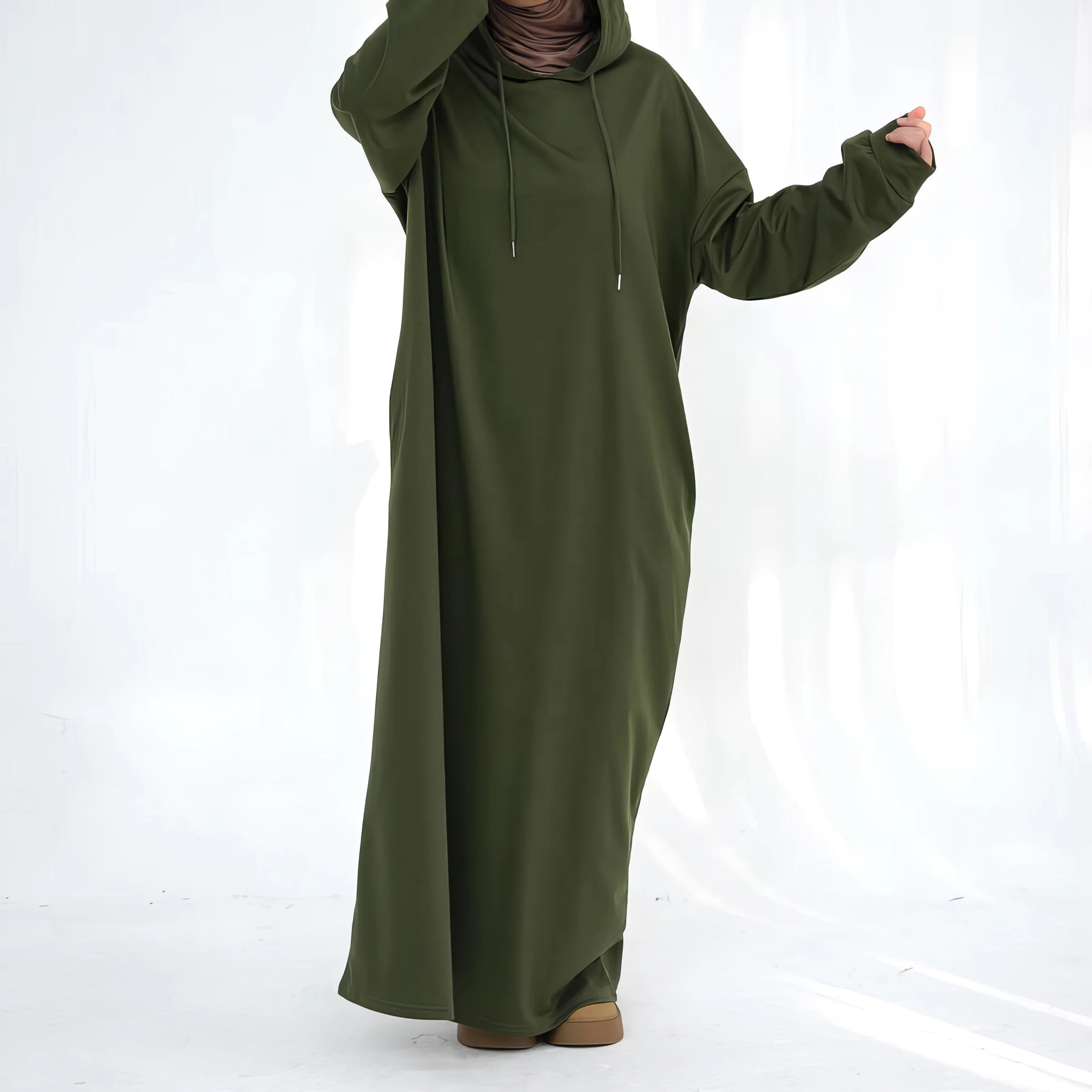 Kapuzen-Maxikleid (lang): Hoodie Maxikleid – Modest Look