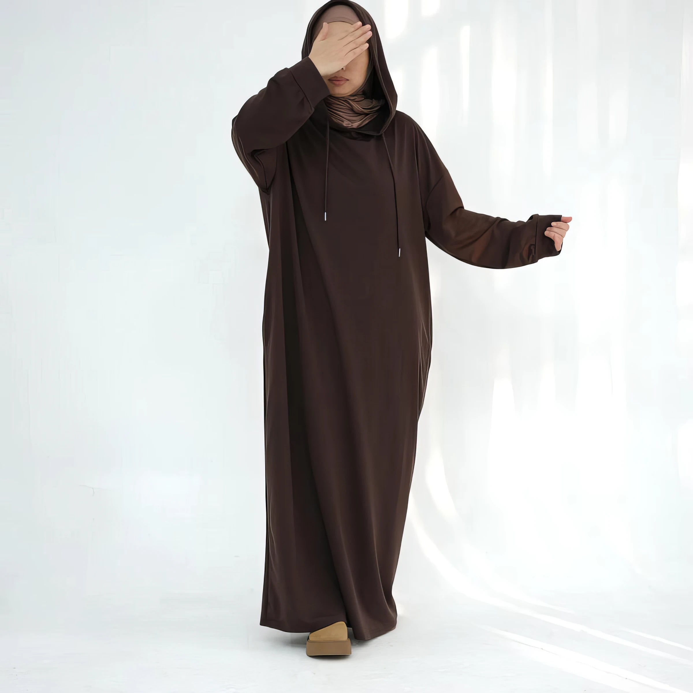 Kapuzen-Maxikleid (lang): Hoodie Maxikleid – Modest Look