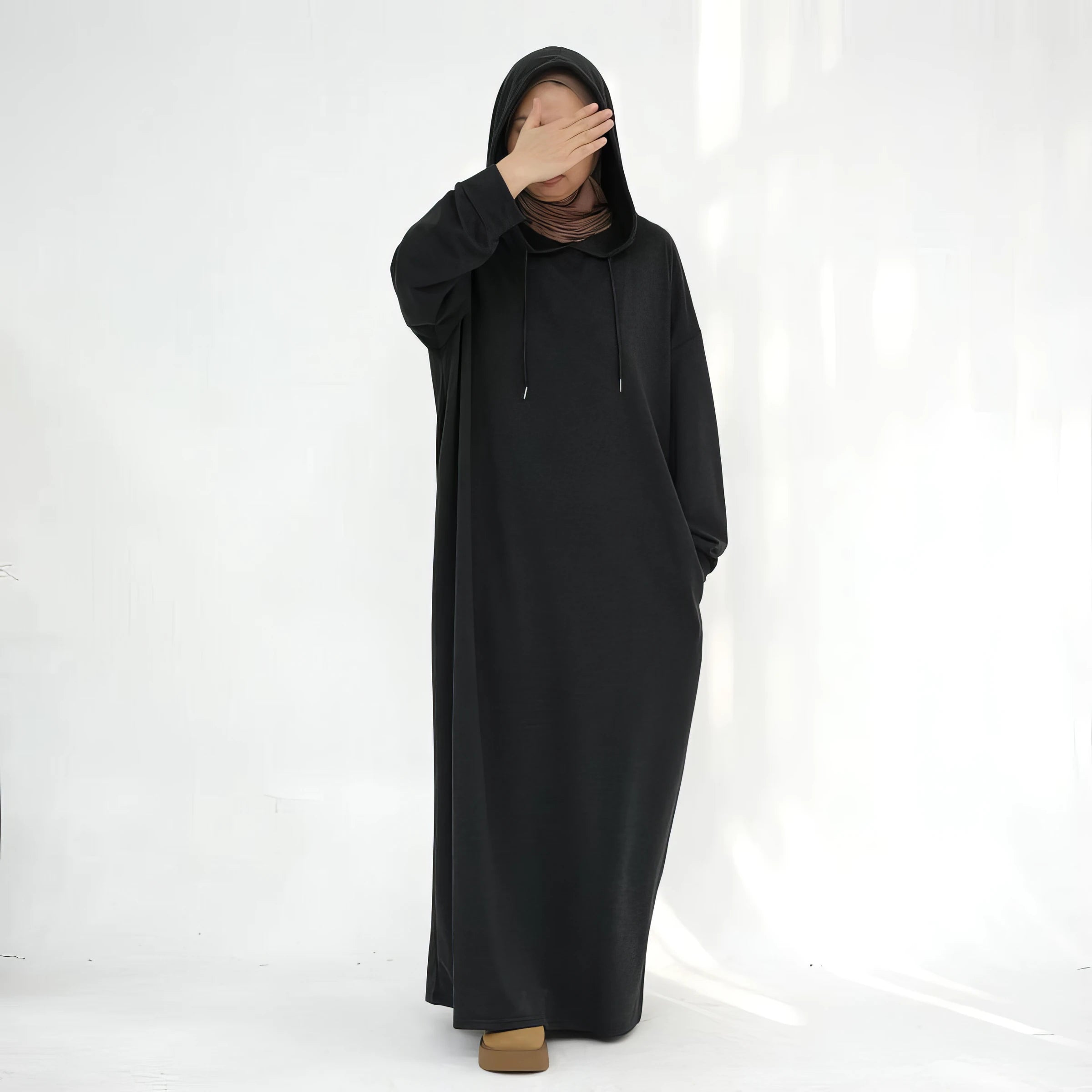 Kapuzen-Maxikleid (lang): Hoodie Maxikleid – Modest Look