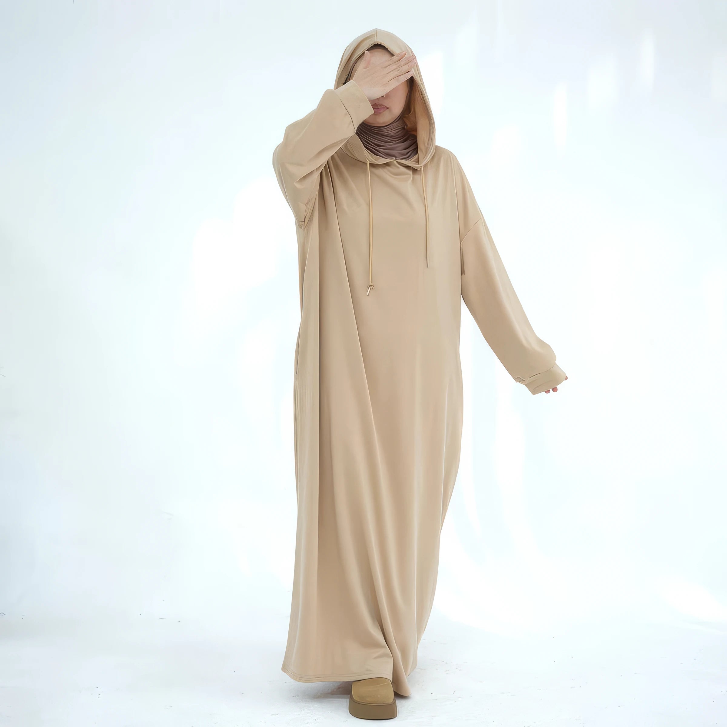 Kapuzen-Maxikleid (lang): Hoodie Maxikleid – Modest Look