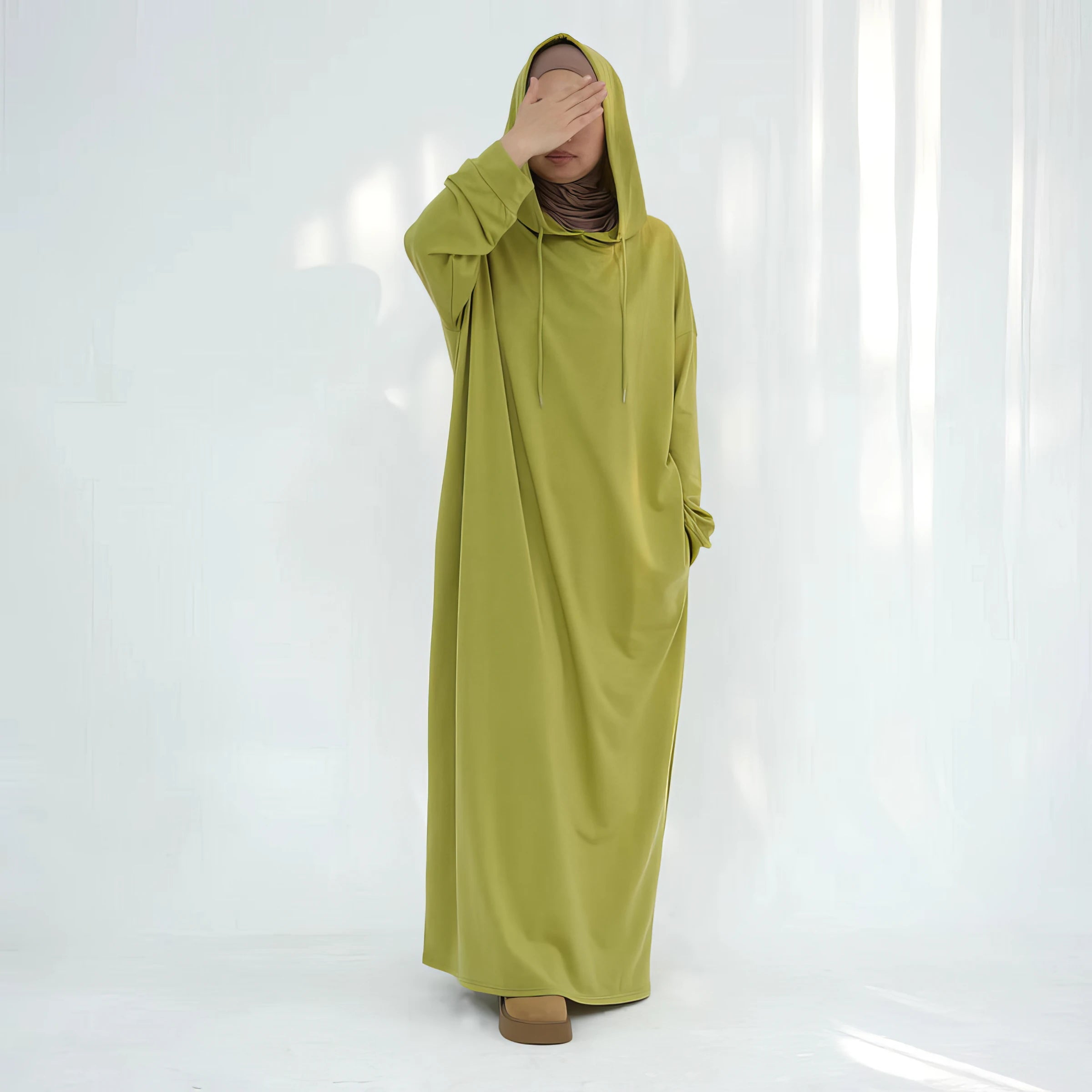 Kapuzen-Maxikleid (lang): Hoodie Maxikleid – Modest Look