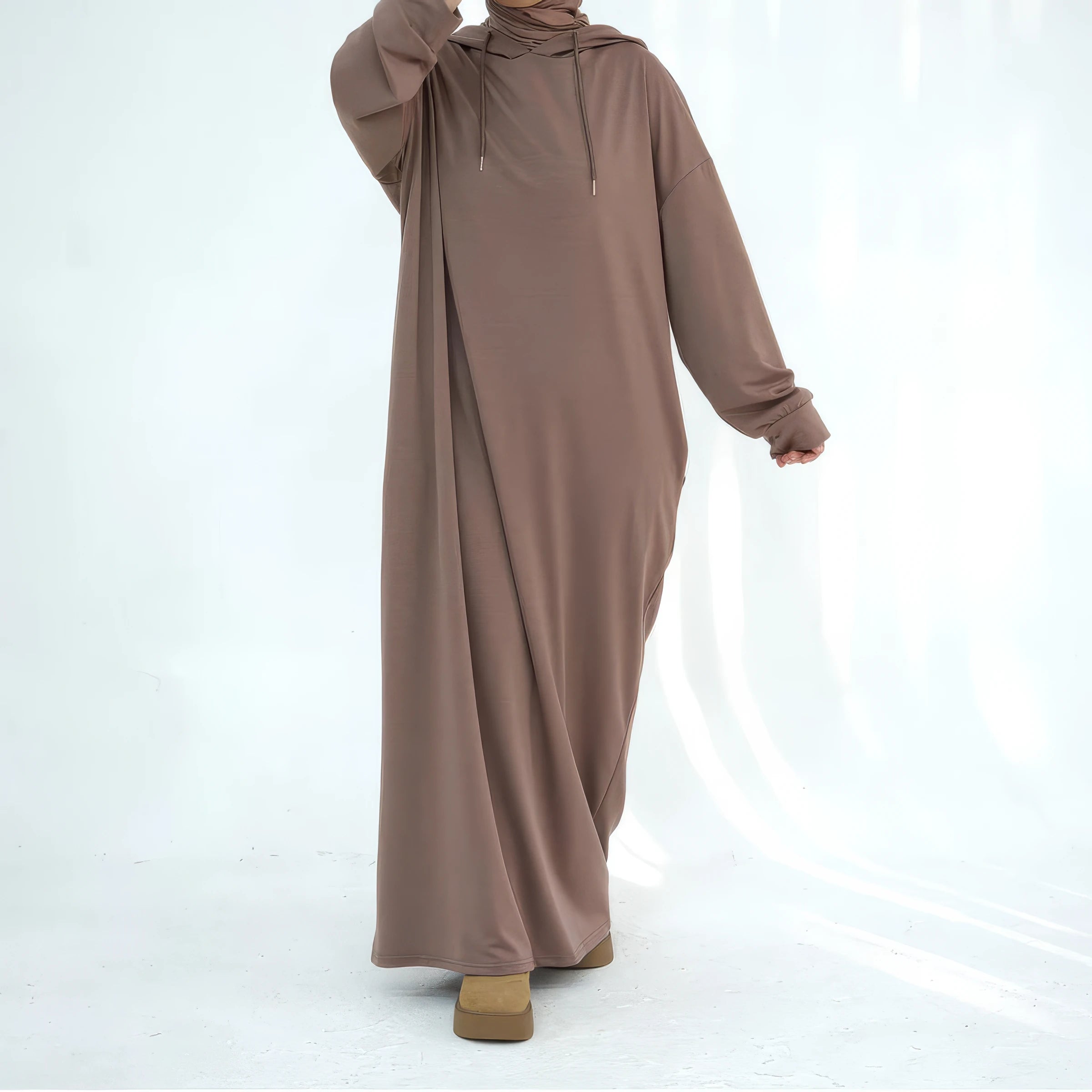 Kapuzen-Maxikleid (lang): Hoodie Maxikleid – Modest Look